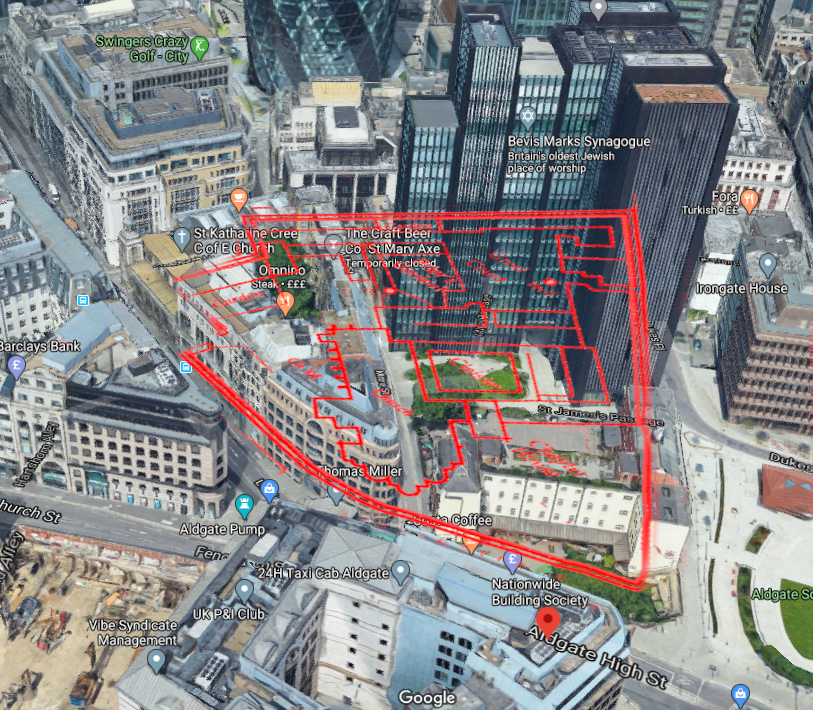 On one hand, easy access to plans with the layers of London site. On the other, perspective tool is hard enough without skyscrapers... Aldgate Austin Priory stood by the east city gate and was actually dissolved in 1532 so it's not in the Valor and I shouldn't have done it really