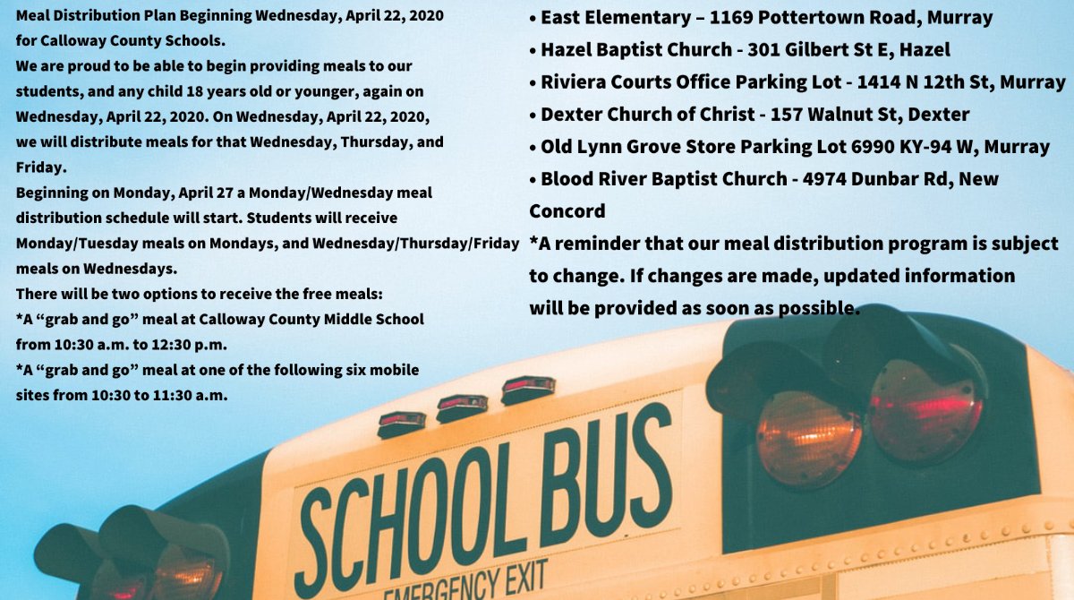 Please see picture for updated information about Calloway County Schools meal program.