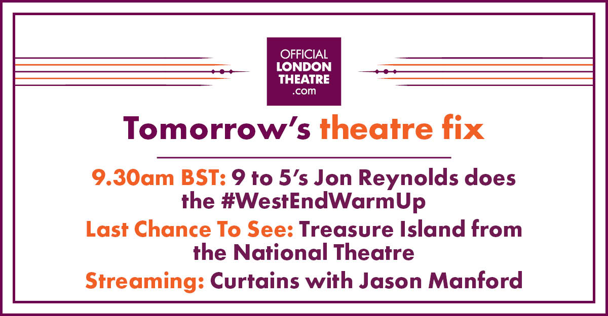 A full day of theatre bits going on tomorrow, from the #WestEndWarmUp with <a href="/jon_reynolds1/">Jon Reynolds</a> in the morning, perhaps a spot of theatre from <a href="/NationalTheatre/">National Theatre</a> in the afternoon and <a href="/MusicalCurtains/">CurtainsTheMusicalUK</a> to round it all off!