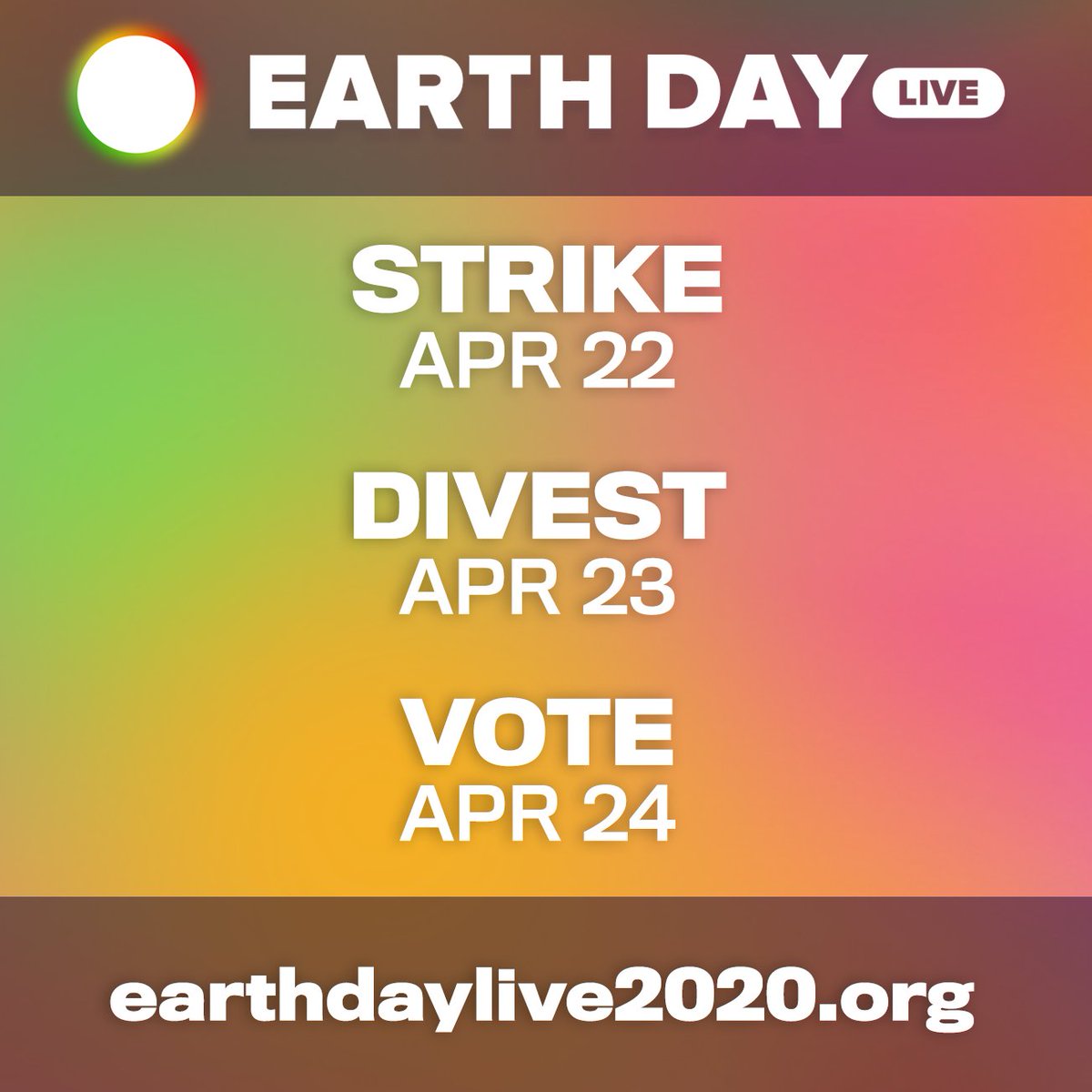 This Earth Day, young people are leading Earth Day Live, three days of teach-ins and digital action to help strengthen the movement for climate justice. Sign up here:  https://www.earthdaylive2020.org/ 