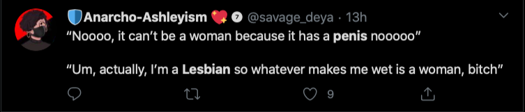 This tweet details the homophobia from Trans Activist who insist that Lesbian's like penis, and gay men vagina.After the initial post that will be done over a few days, I will update with new examples weekly. Feel free to link to it as needed.  #cottonceiling  #boxerceiling