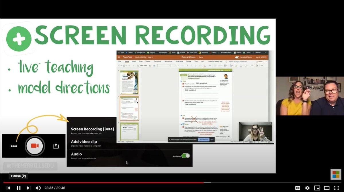mtholfsen's tweet photo. POSTED! @Flipgrid for #RemoteLearning" - our #MicrosoftEDU webinar from yesterday

All star guests - Charlie Miller, Kristin Miller and Joe Merrill 💚

✅ YouTube: https://t.co/HIlHaeBDJb
✅ PPT Deck: https://t.co/M02ZIq0EtR

 #FlipgridForAll #distancelearning #MicrosoftEDU https://t.co/6OB8ffK5lH