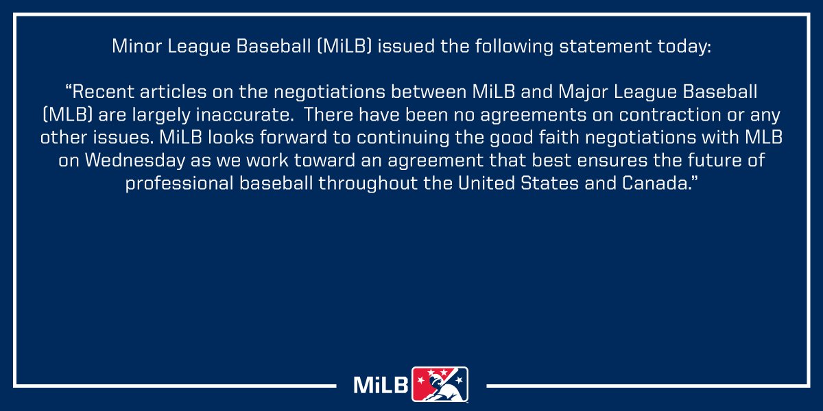 RumblePoniesBB's tweet photo. We stand behind our @MiLB Family! Below is a comment from @MiLB in regards to recent articles on PBA negotiations! 

#SaveHometownBaseball https://t.co/mYK1f6NPiV