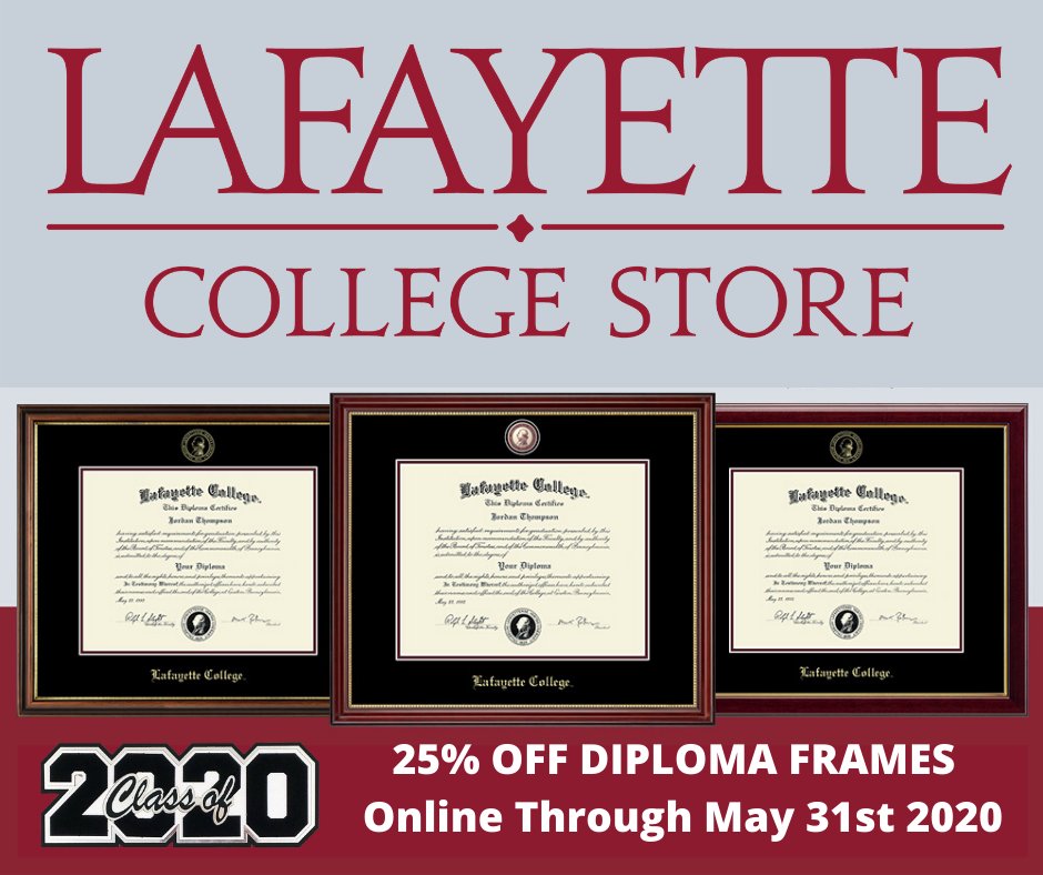 LafColStore's tweet image. Honoring the forthcoming Class of 2020 - The Lafayette College Store is offering 25% Off Diploma Frames and select Graduation Gifts exclusively @LafayetteCollege online, visit us at lafayette.edu/collegestore