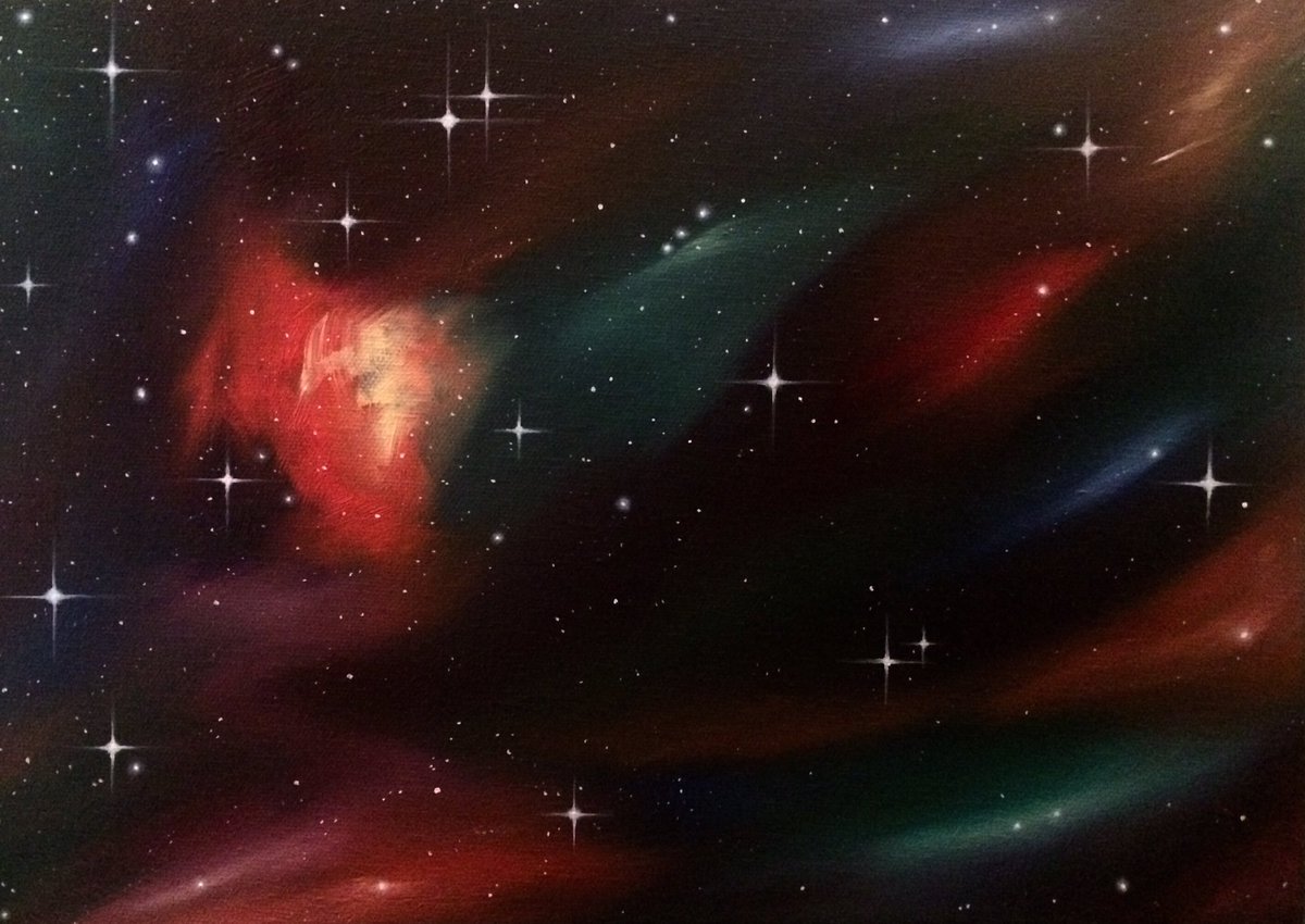 WarrenGreen06's tweet photo. Painting finished titled, 'Bat Nebula' oil on stretched canvas 35cm x 25cm for sale 👍 https://t.co/KWQRUzNnXO
#art #artist #painting #painter #ukartist #oilpainting #artforsale #space #cosmos #galaxy #nebula #bat #batnebula #finishedart #finishedpainting #completedart https://t.co/8zb1gKFoXR