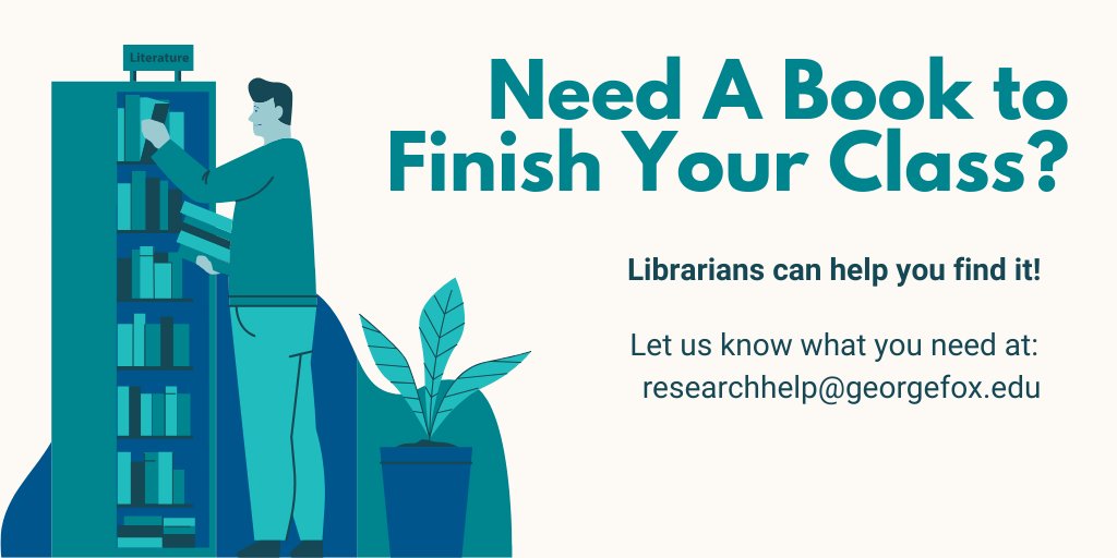 Even when our doors are closed, the library can still help connect you to the books and articles you need! Email researchhelp@georgefox.edu and let us know what you need. 🔎