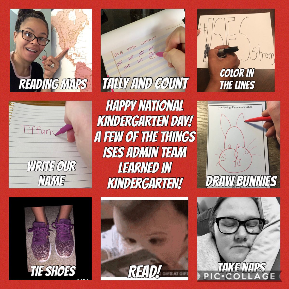 Mr_MadiganHBMS's tweet photo. Happy National Kindergarten Day!
ISES Admin Team learned so many different things in Kindergarten!
What did you learn in Kindergarten?
#TeleSchoolSpirit
#ISESStrong
#NationalKindergartenDay
#KindergartenRocks
#RepYourHOUSE
#FCSRising https://t.co/oqwZWjelVn