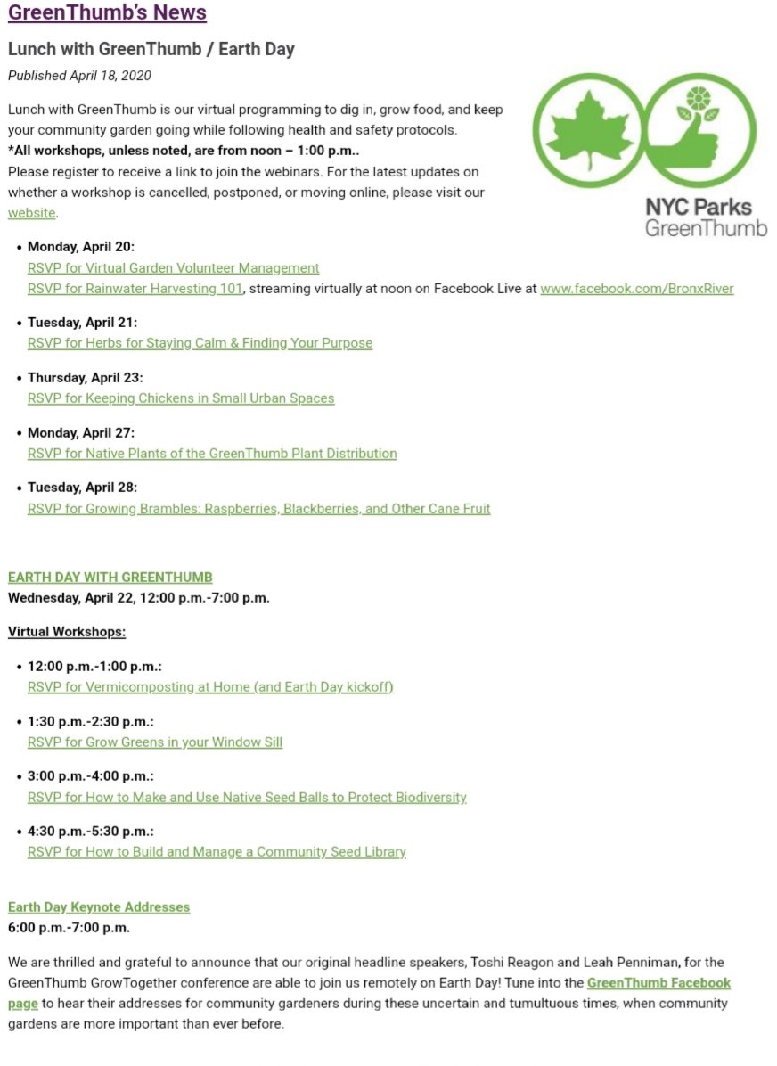 TremontPark's tweet image. 🌎¡Celebra el Día de la Tierra con @greenthumbgrows esta semana!

greenthumb.nycgovparks.org/news.html?news… 

#greenthumbgrows #earthday #compostingathome #gardening #jardineria #compostaje #sofrito #thebronx #nycparks #communitygarden #StayHome #DiaDeLaTierra #diadelatierra2020
