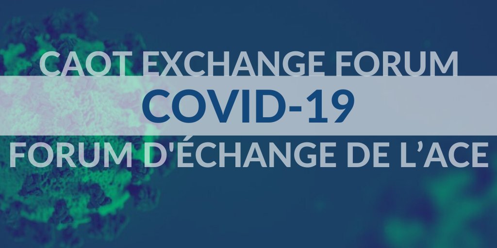 CAOT_ACE's tweet photo. Join our next Exchange Forum, #OTathome, with @skye_barbic and @cath_back on Thursday at noon- https://t.co/4l840MwNDE

Originally shared by @AOTAInc the forum will apply OT strategies to staying well while staying at home during the COVID-19 pandemic.  #OT365 #IsolatewithOT https://t.co/UhTK0BSoKW