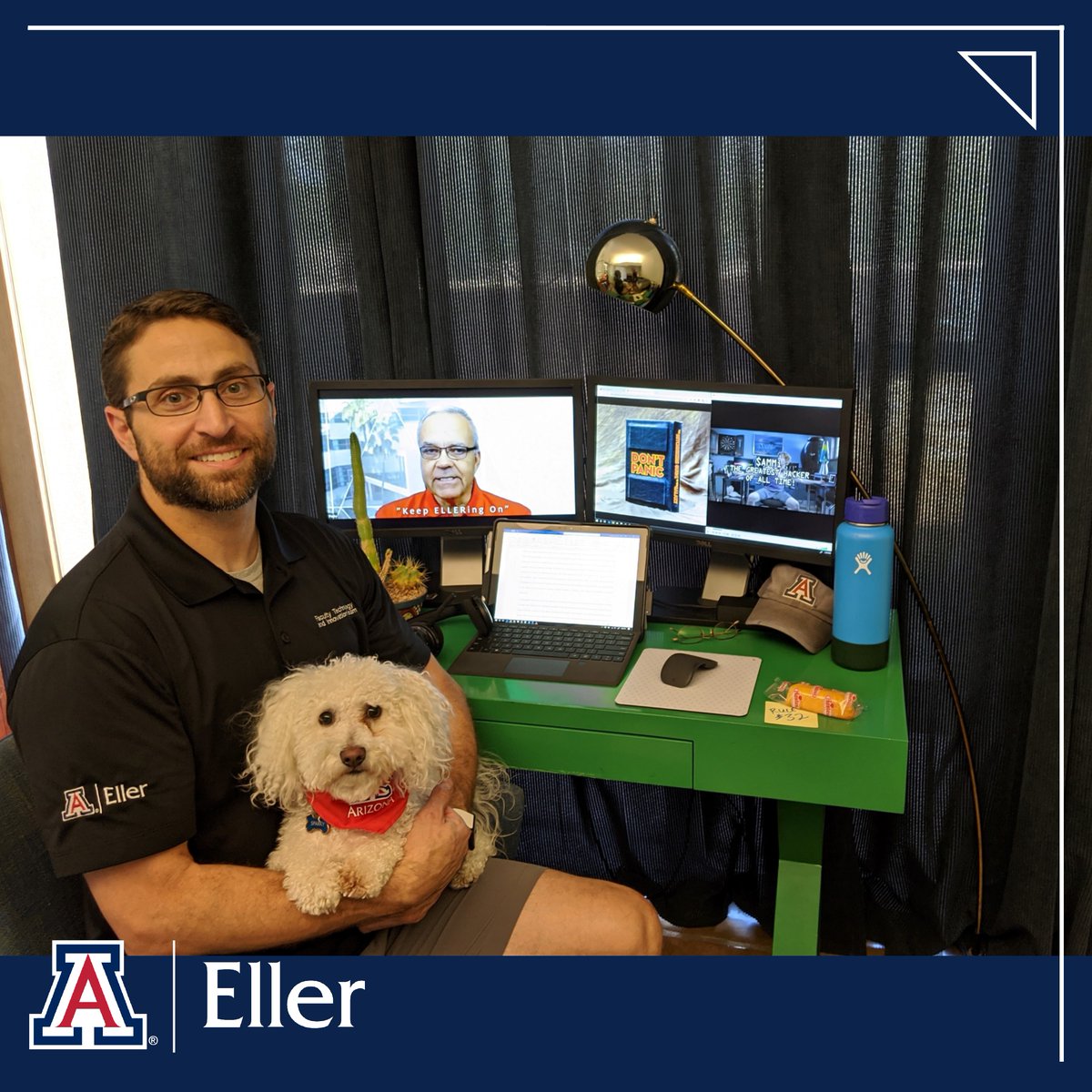 UArizonaEller's tweet photo. Wondering what Eller faculty are doing to stay positive during these times? Look no further! Here are some tips from Eyran Gisches, senior lecturer in MIS, Kim Marchessault, senior lecturer in Business Communication, and Matt Hashim, assistant professor of MIS. https://t.co/fsNdaFKcZp