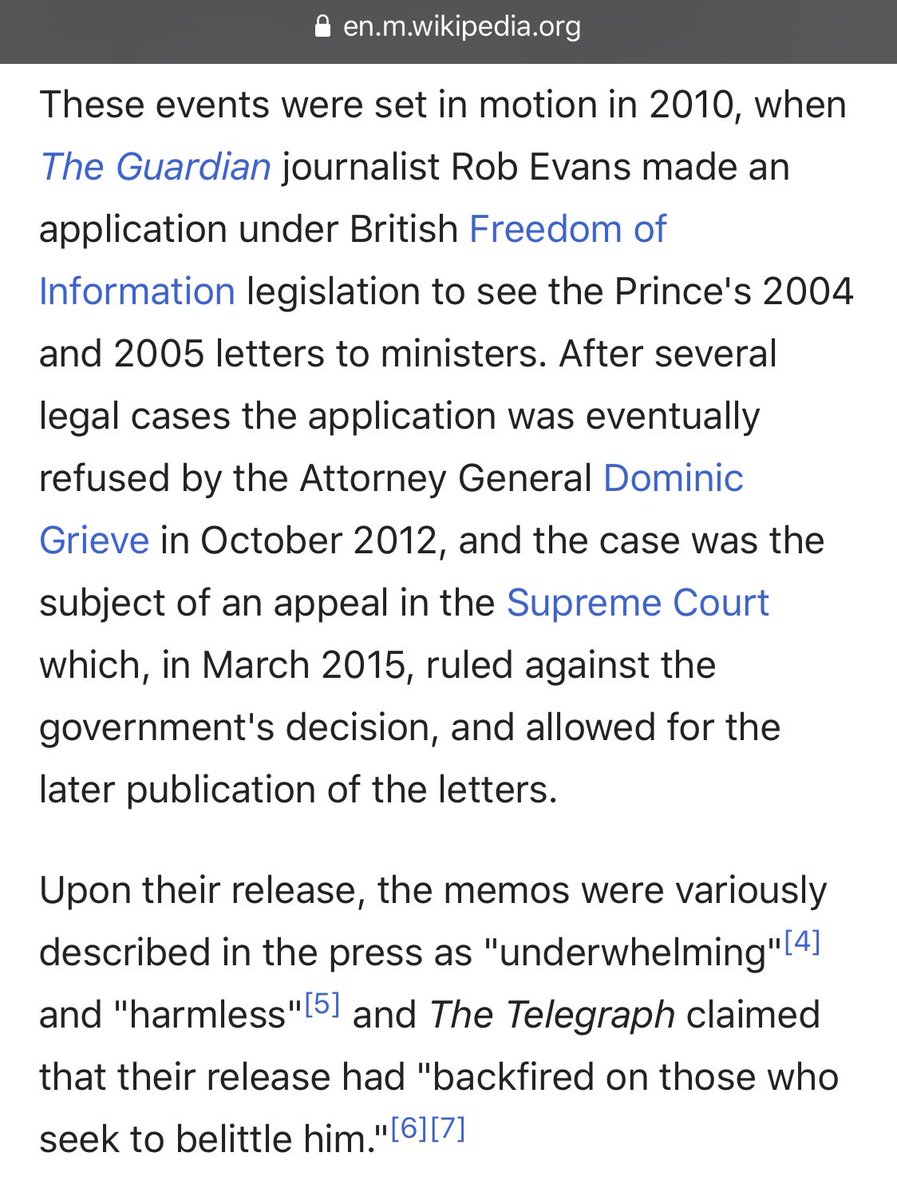Ex. of Telegraph cleaning up after Charles Spider Memos (one of the biggest breach of constitutional limits by royals). Guardian broke the story, Govt. denied importance, Telegraph cleaned it up. https://en.wikipedia.org/wiki/Black_spider_memos
