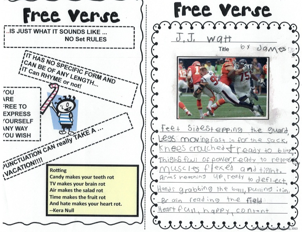 ShellieDeringer's tweet image. 2nd Grade Writing Assignment: Write a Free Verse Poem. @TeamNorthrup2 Are you surprised at all that James wrote about @JJWatt? 😂🏈❤️#RiSEtogether2019 #RSESBLUEhouse #NorthrupBLUEhouse #IamDSISDistance