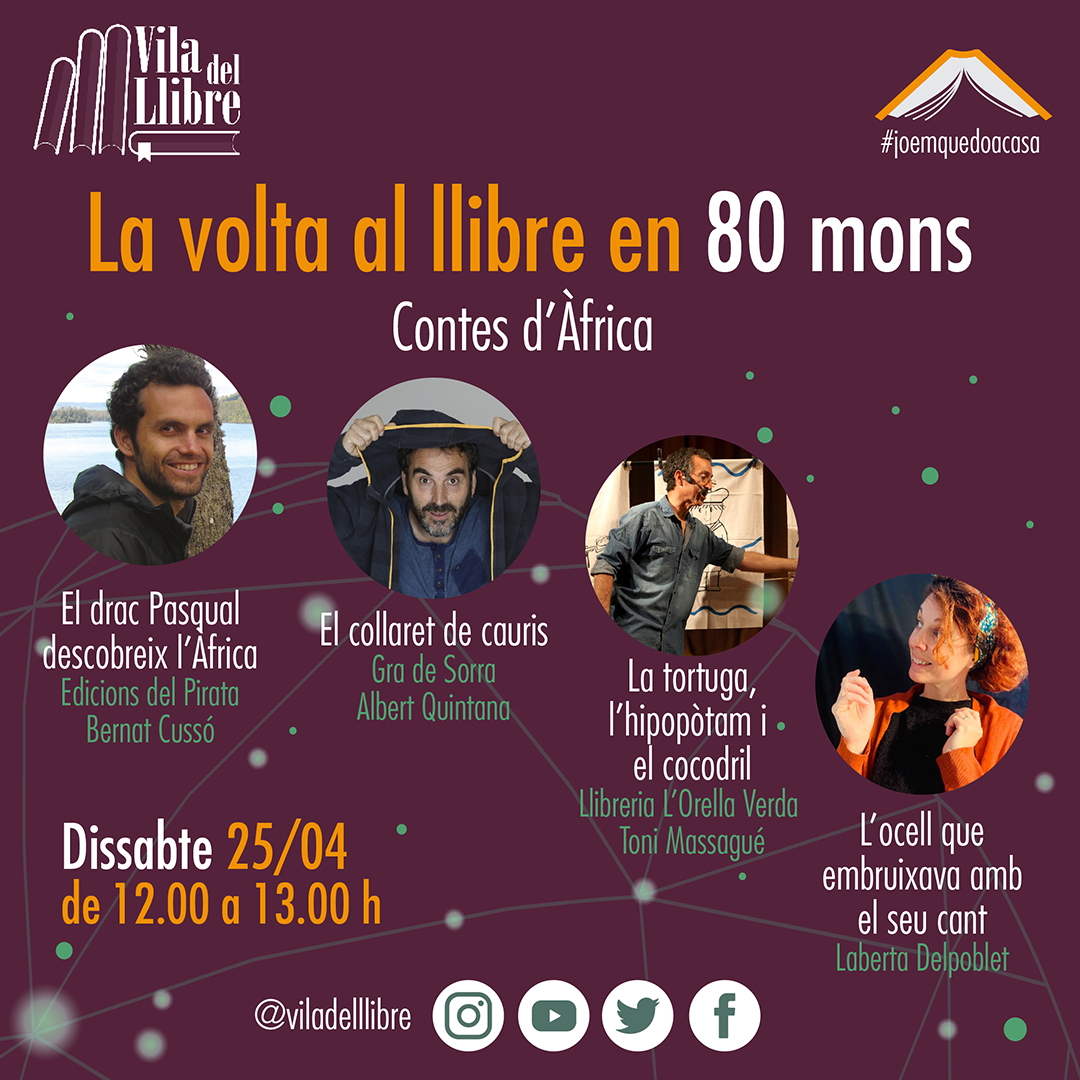 Començarem 'La volta al llibre en 80 mons' amb una sessió de contacontes de l'Àfrica per a nens i nenes de totes les edats!

Històries i llegendes africanes amb @orellaverda, @bertarubiofaus, @SorraGra i Edicions del Pirata. 

25/4 de 12 a 13h! 👩‍👩‍👦🧒🌍

#viulesviles #lijkm0