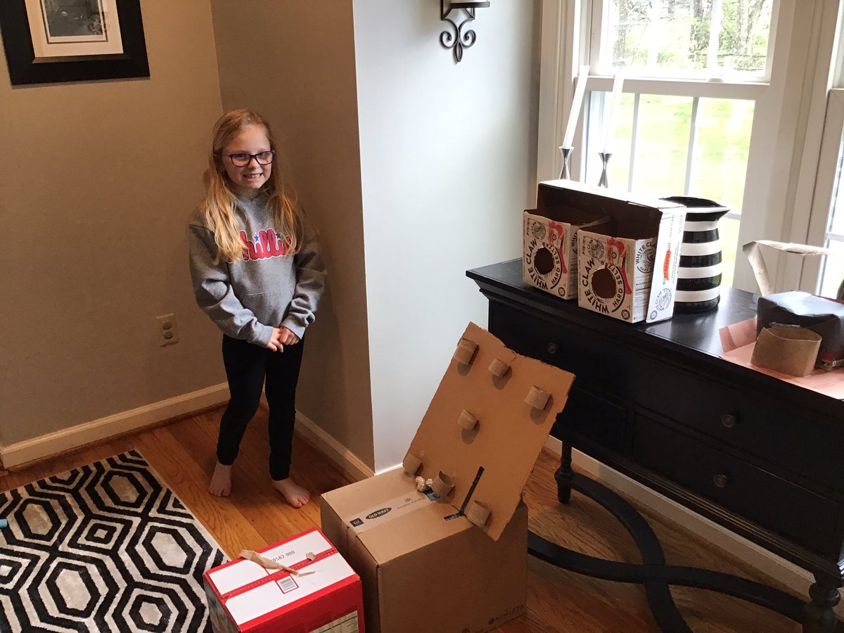 Ava’s arcade for  #Trashtotreasure challenge: ball toss, skeeball, basketball &amp; marble run! <a href="/FernHillES/">Jenni Southmayd</a>