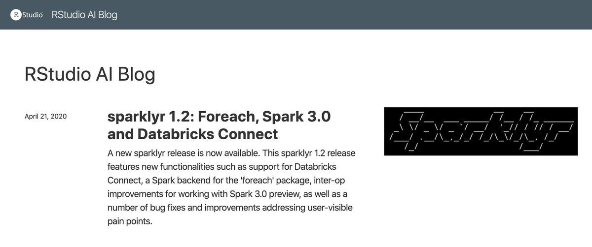 javierluraschi's tweet image. New release of #sparklyr on #CRAN adds support for the {foreach} #rstats 📦 which enables @topepos {tune}📦, support for @ApacheSpark 3.0, @databricks connect, and more!

blogs.rstudio.com/tensorflow/pos…

Thanks to Yitao Li, @mhfalaki, @Samuel2183, @jozefhajnala, and other contributors!