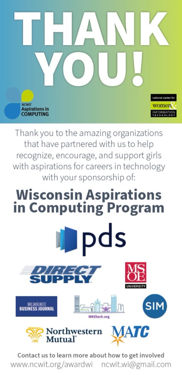 At NCWIT - WI, we would like to send a special thanks to <a href="/MKEBizJournal/">Milwaukee Business Journal</a> for acting as our media sponsor within the 2019-20 academic year! #NCWITWI #k12education #bettertogether #girlsintech #mketech #mke #wisconsin #socialmedia #wisconinsinintech linkedin.com/posts/ncwit-wi…
