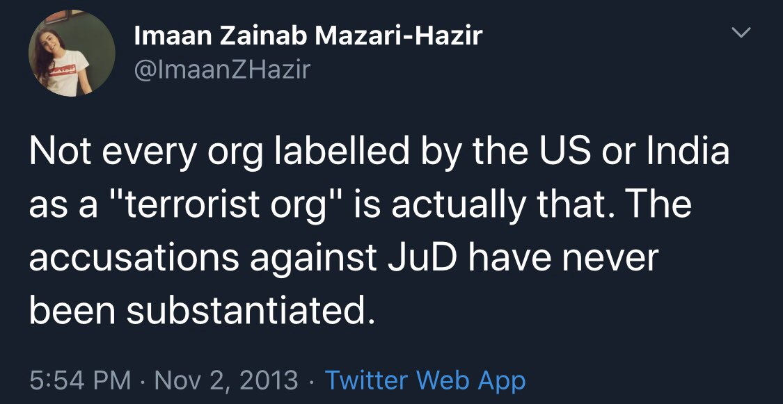 India & US labelling JuD and Hafiz Saeed as terrorists don't make them a terrorist group: Imaan Mazari