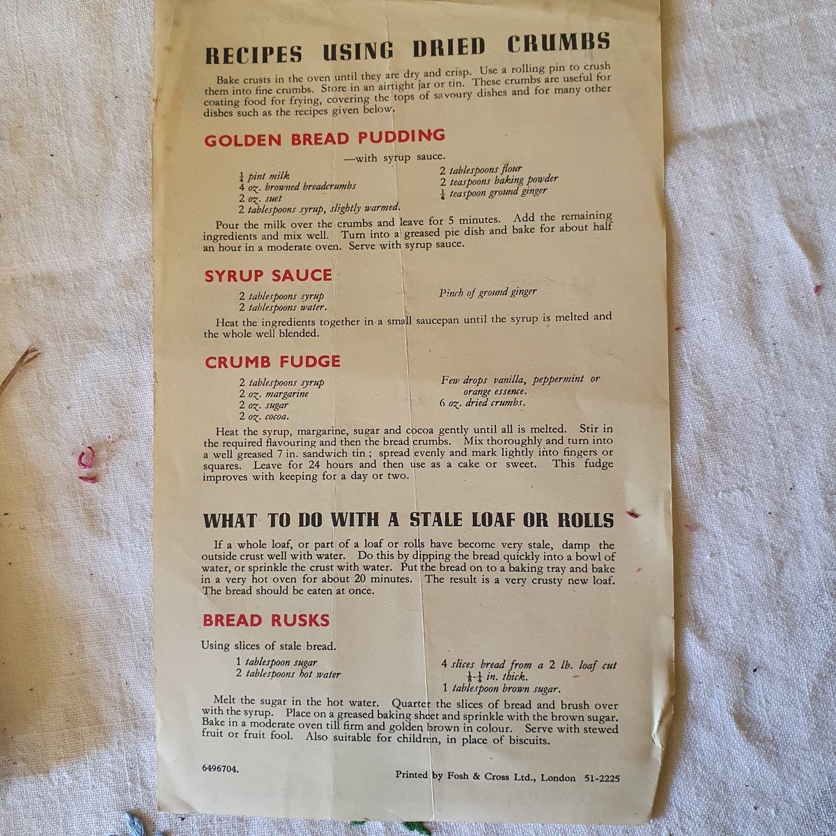 MissReevesRecip's tweet photo. Well, you've found flour. And yeast. Made your bread. Eaten it. Most of it... Leftovers?  1945ish I think. Not sure what I think about crumb fudge! https://t.co/7HMBhp0yUA