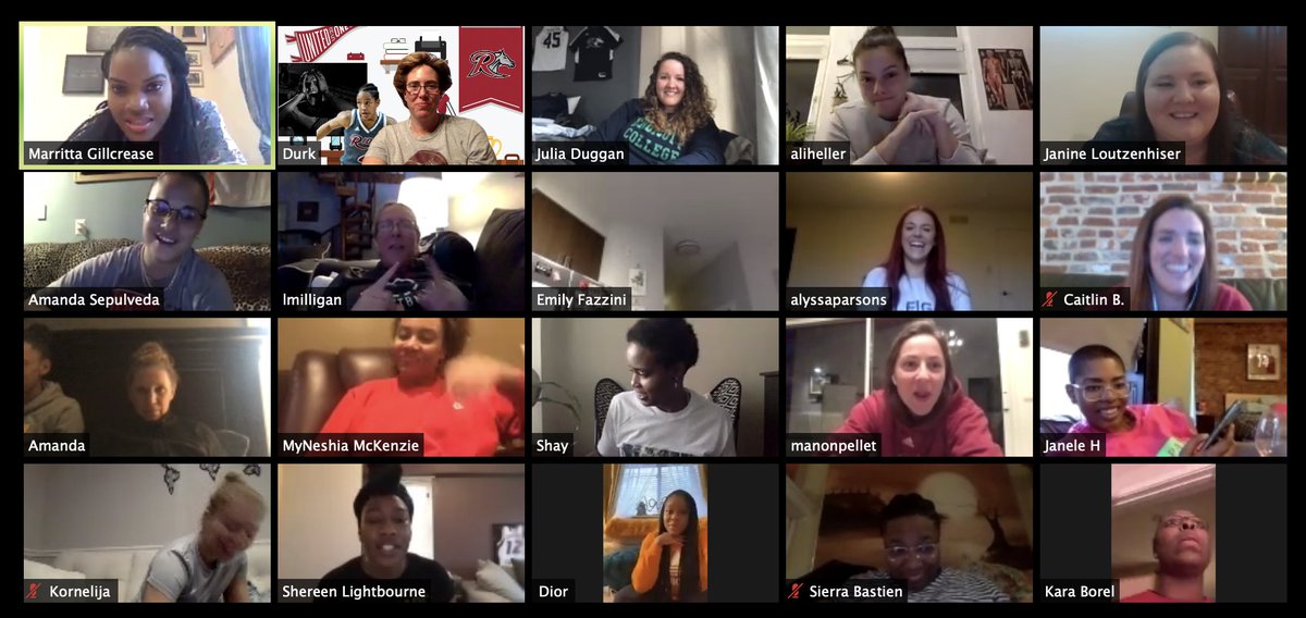 RiderWBB's tweet photo. This got lost in the shuffle from last Friday night.  We had a fun Zoom with some of the #LadyBroncAlums.  Great to see these amazing faces.  We got a request to host another one for the "seasoned" alums 😂This will absolutely happen! 🐴🏀❤️#OnceABroncAlwaysABronc https://t.co/Y6GXGzIQfi