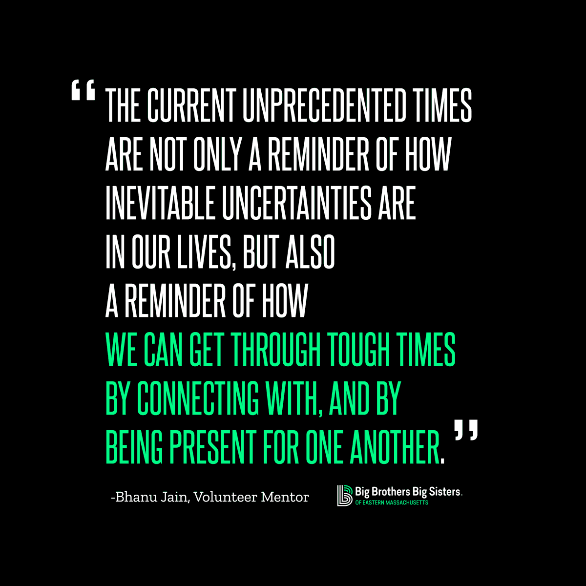 emassbigs's tweet photo. A kind reminder to stay positive, stay connected, and stay present during these uncertain times. We are #BiggerTogether https://t.co/zw8PASUorx