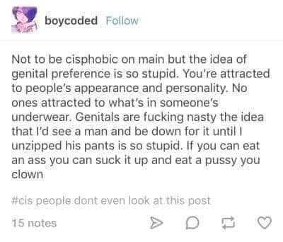 Riley J, Genital Preferences are Transphobic, Dennis. https://www.youtube.com/watch?time_continue=1&v=k5GYlZKfBmI&feature=emb_logo