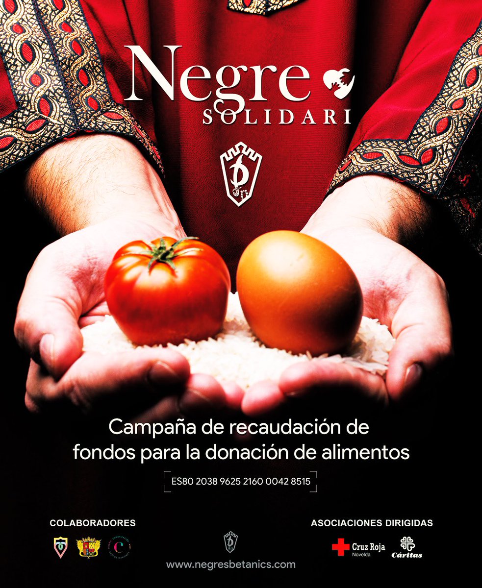 NegresBetanics's tweet photo. Desde Negres se lanza una campaña de recaudación de fondos para la compra y donación de alimentos destinada a todas aquellas familias más necesitadas de nuestra población mediante la colaboración del Mercado de Abastos y el Ayuntamiento de Novelda a través de Cáritas y Cruz Roja. https://t.co/098ggSH76S