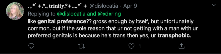 Riley J, Genital Preferences are Transphobic, Dennis. https://www.youtube.com/watch?time_continue=1&v=k5GYlZKfBmI&feature=emb_logo