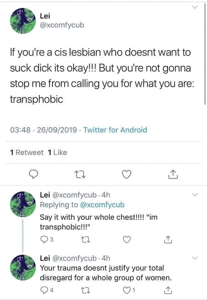 Riley J, Genital Preferences are Transphobic, Dennis. https://www.youtube.com/watch?time_continue=1&v=k5GYlZKfBmI&feature=emb_logo