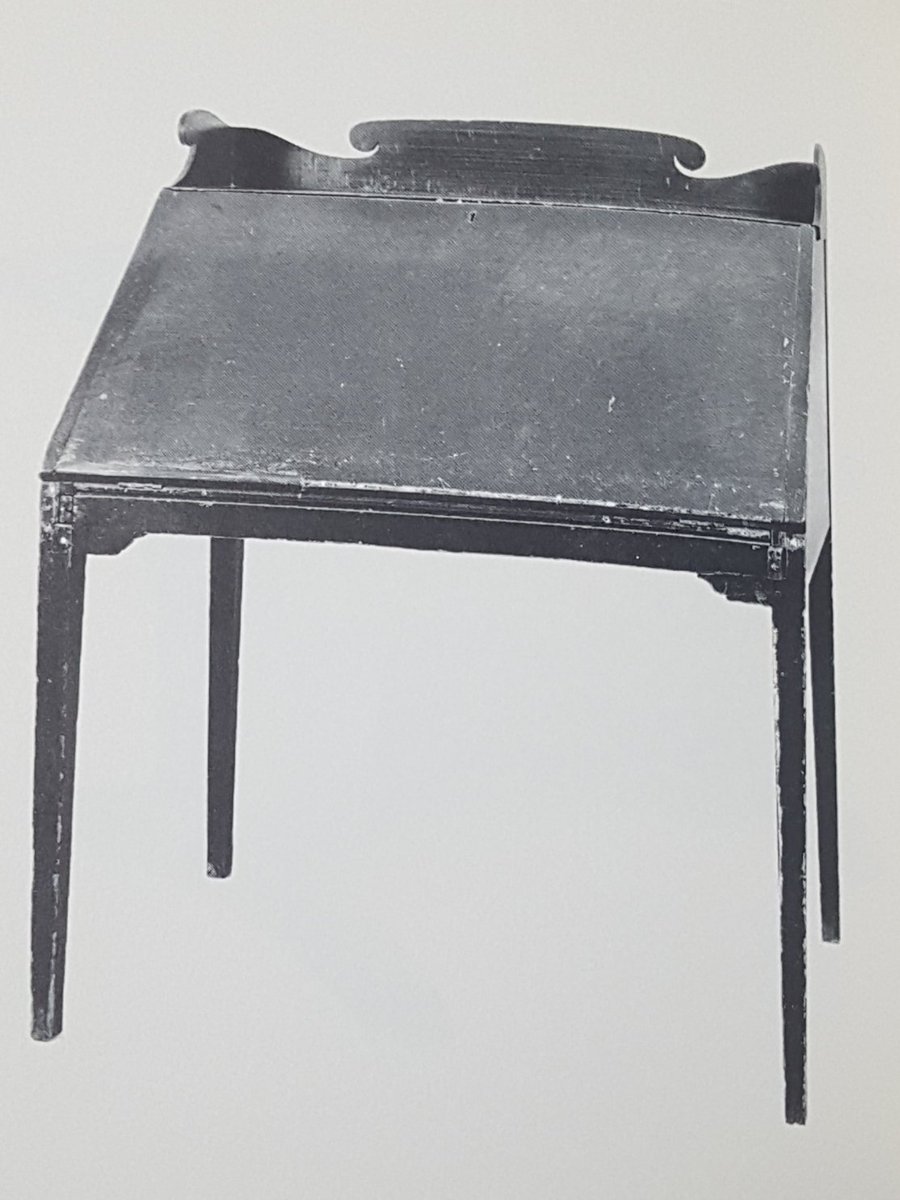 Jackieveky's tweet image. 3 pieces by cabinet maker #GeorgeHepplewhite #handmade #machinecut  #sackville #atlanticrestorations #leedscounty
1. Pine slant-top desk with depth of grain.1830
2. Wing chair in "survival style."1830  #Mahogany #Ns 
3. Pine swing-leg tea and card table.1820 #tortoiseshell #Nb
