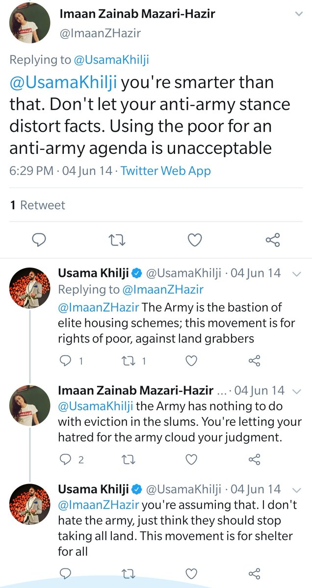 Imaan Mazari:"Don't let your anti-army stance distort facts""We need to prevent the Army from being discredited""Proud of our Army"(There are tears in my eyes *sob sniff sniff*)