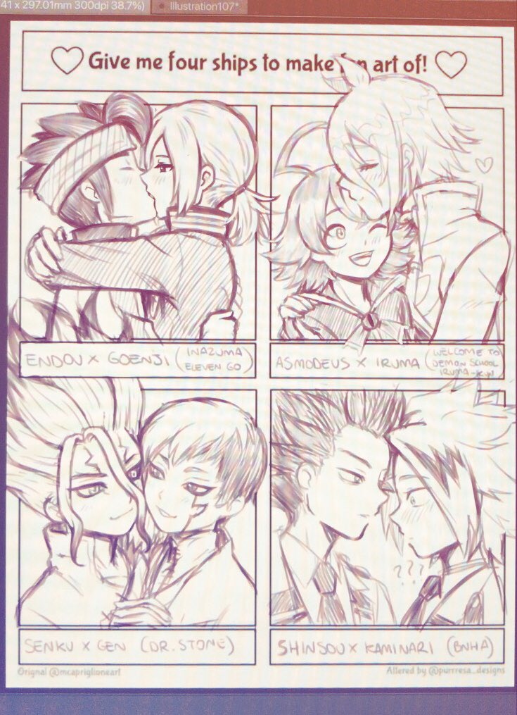 Sara Bon Fourships Wip Sixfanarts Challenge 1 Engou Endou X Gouenji Inazuma Eleven 2 Azziru Asmodeus X Iruma Welcome To Demon School Iruma Kun What S Their Ship