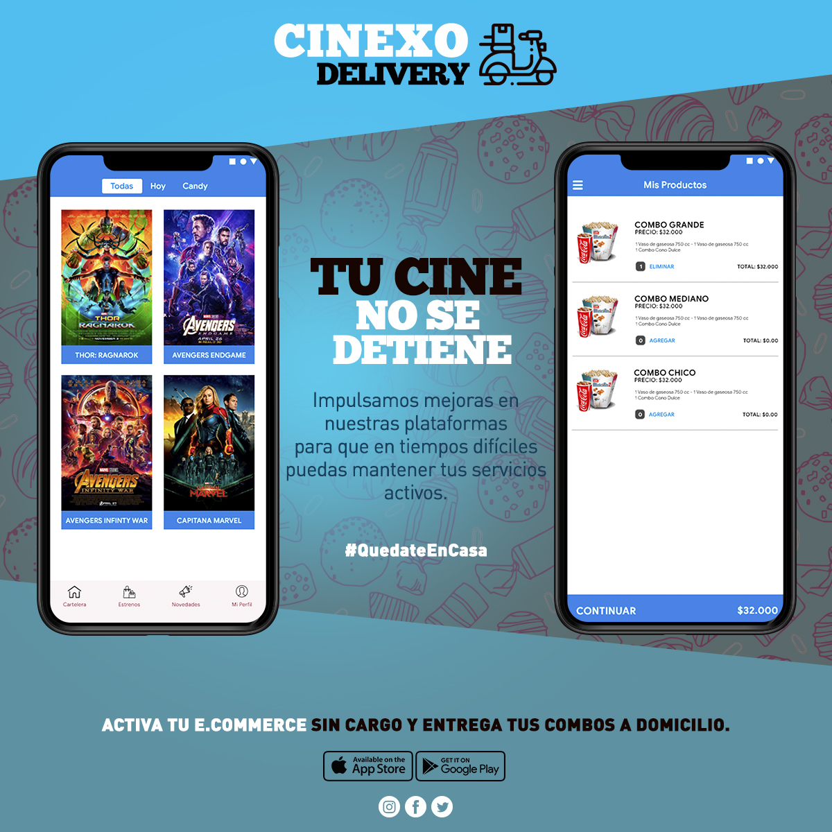SolucionesNexo's tweet photo. TU #CINE NO SE DETIENE!!!
Solución única que te va a permitir vender tus combos y/o productos de manera sencilla. Activa tu e.commerce y empeza a vender tus combos entregandolos a domicilio.
#QuedateEnCasa #Cinema #Cine #Movie #popcorn #pochoclos #pipoca #Delivery #Combo #Cinexo https://t.co/upuxLjKeMB