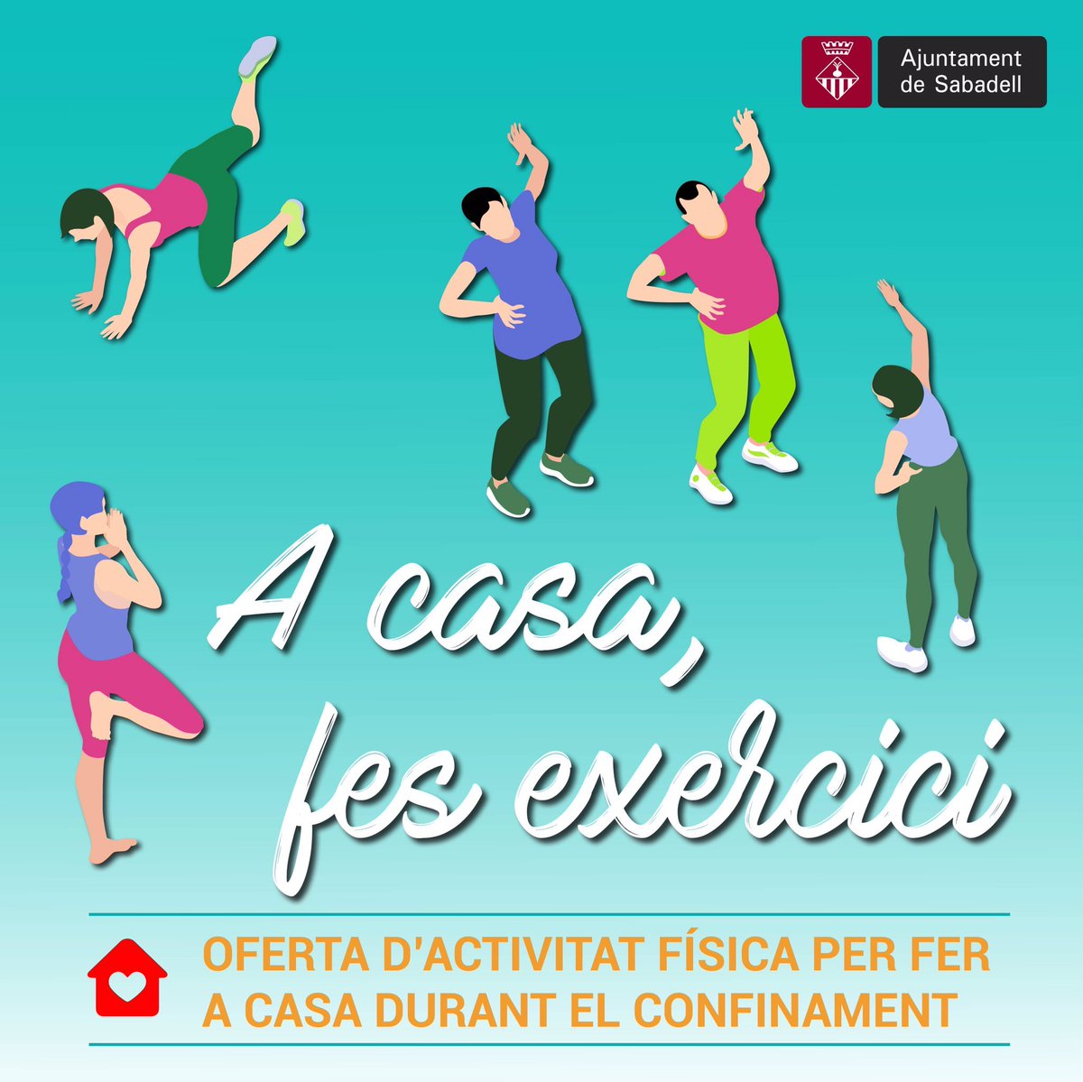 SbdEsportEduca's tweet photo. NOVETATS als programes d’exercicis a casa 

1️⃣ Campanya #EnsMovem amb Esport3  i @SINTAGMIA 

2️⃣ Activitats obertes del Gimnàs Municipal amb IGE

3️⃣ Noves sessions per gent gran «Cuida’t la salut a través del moviment»de  la Diputació

➡️ https://t.co/Xt8ArTT0FP

#AcasaExercici https://t.co/kZi2tKtjab