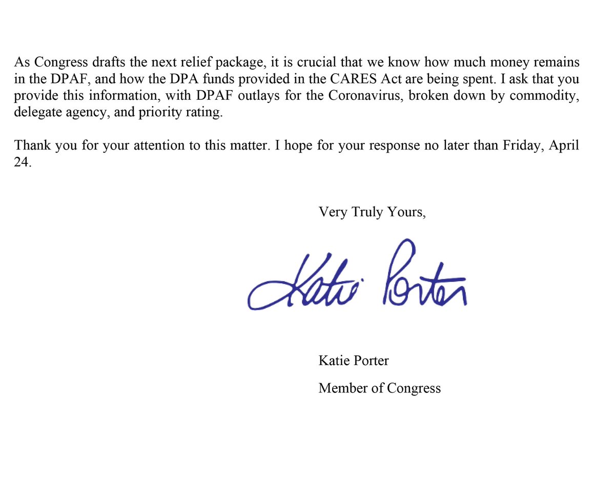 The President says he wants to reopen the economy, but in order to do that, we need to ramp up our testing capacity. We’ve given this Administration the tools—I’m following up by calling on the White House to give clear answers about how they’re being used. 