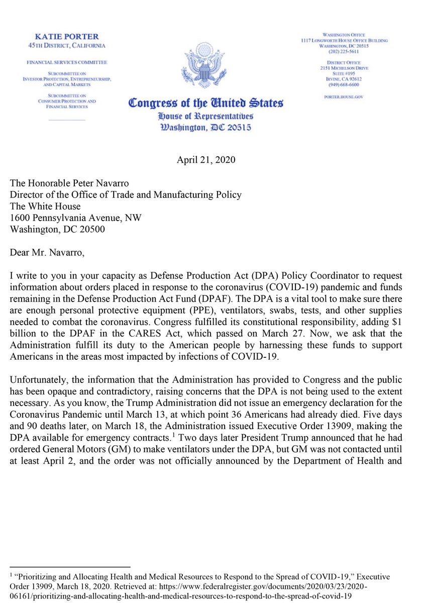 The President says he wants to reopen the economy, but in order to do that, we need to ramp up our testing capacity. We’ve given this Administration the tools—I’m following up by calling on the White House to give clear answers about how they’re being used. 