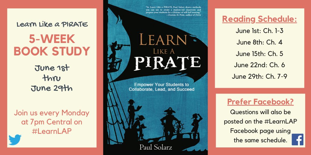PaulSolarz's tweet photo. 5-Week "Learn Like a PIRATE" Book Study this JUNE!
- Only $2.99 on Kindle (Limited Time): https://t.co/Vd1oBnBq4J
- Amazon: https://t.co/nRMoAUtSyu
#risdchat #sdedchat #spedchat #teacherfriends #teachwriting #worldgeochat #eduldrcoaching #ecechat #connectedtl #edbean #mntedu https://t.co/10To43wUhv
