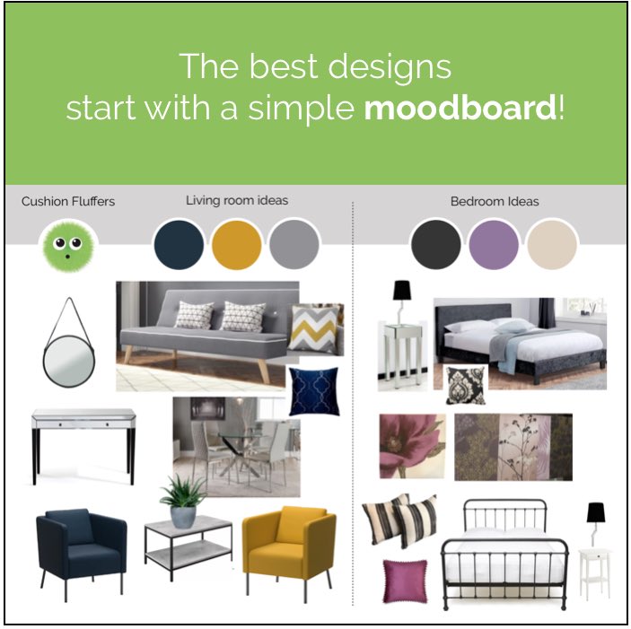 Just started a #property development? Need some #designideas? #free #moodboard with our #furniturehire service. cushionfluffers.com