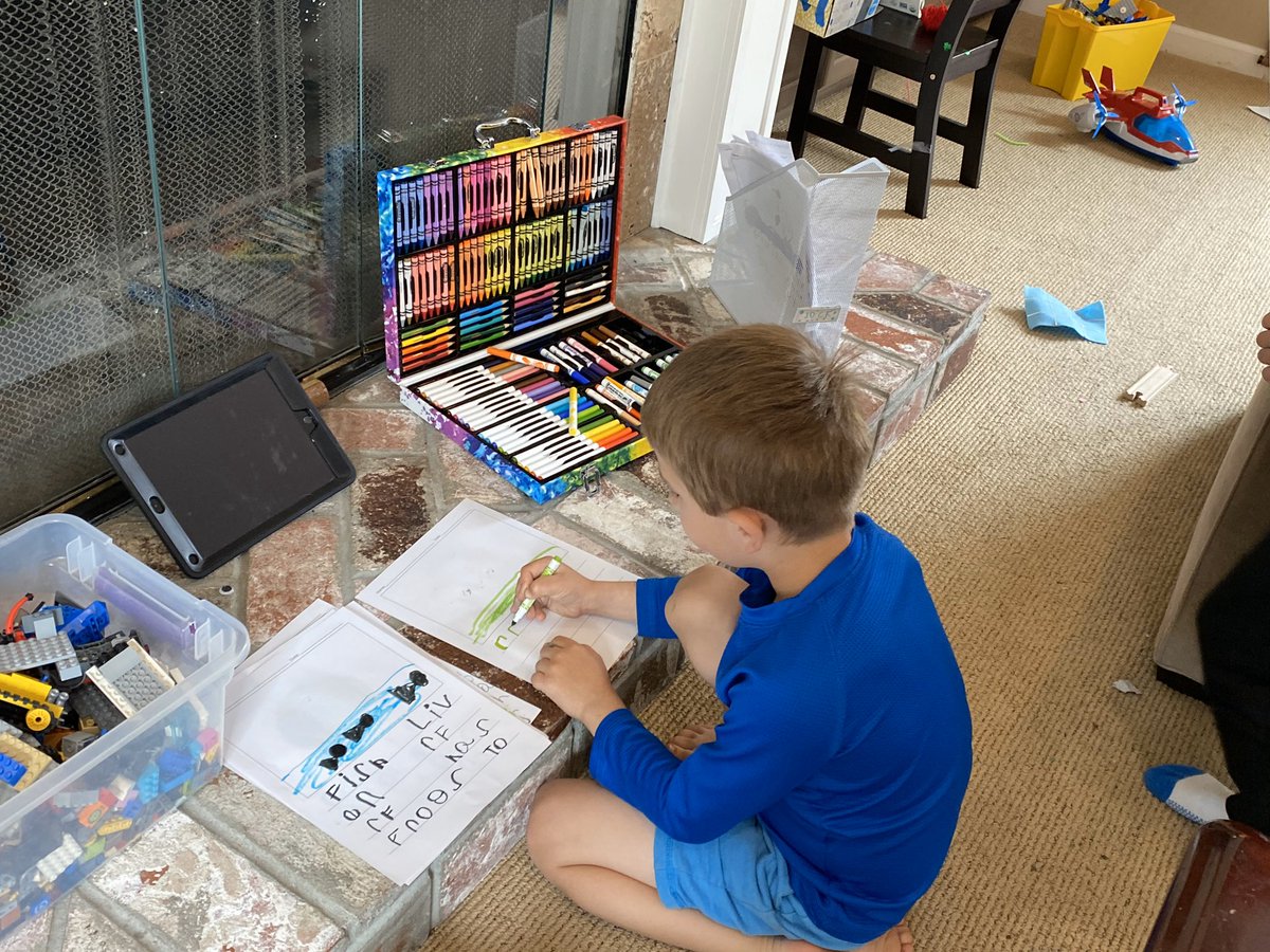 jillwatson's tweet photo. This kiddo worked hard to get his writing space organized! He did a lot of writing about earth! @WalnutCreekSD Check out that amazing writing!! @TCRWP 📝👩🏼‍🏫 https://t.co/k41b8EZnec