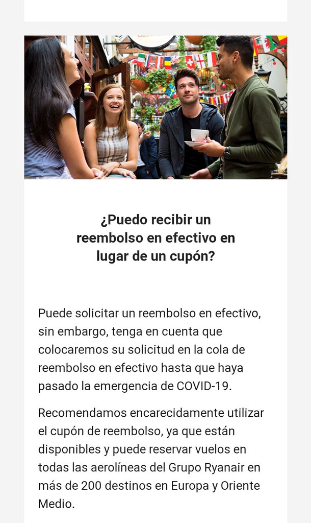 Manu BR 🇪🇦🔻 (@mbogeatr) on Twitter photo UN MES después de haber solicitado mi reembolso, me mandáis un cupón para canjear. Y en el mismo mail "dais la opción" de volver a solicitar un reembolso que YA SE HIZO en su día, pero tampoco permitís llevarlo a cabo.
¡NO TENÉIS VERGÜENZA, <a href="/Ryanair_ES/">Ryanair España</a>!
Se agradece DIFUSIÓN. 🔄 UN MES después de haber solicitado mi reembolso, me mandáis un cupón para canjear. Y en el mismo mail "dais la opción" de volver a solicitar un reembolso que YA SE HIZO en su día, pero tampoco permitís llevarlo a cabo.
¡NO TENÉIS VERGÜENZA, <a href="/Ryanair_ES/">Ryanair España</a>!
Se agradece DIFUSIÓN. 🔄