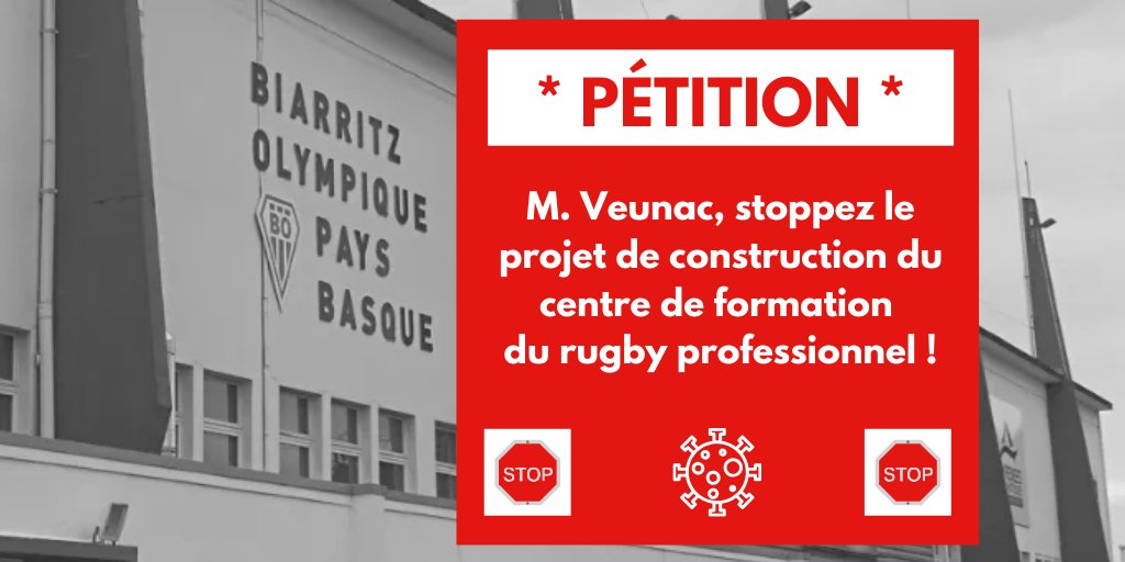 F_Amigorena's tweet image. 📣 #Biarritz Un centre de formation du #rugby pro à 12 millions d'euros hors-taxe ?
En pleine crise sanitaire et économique ?

Si, comme moi, vous trouvez ce projet indécent et irresponsable :
🖋️ signez cette pétition
↗️ RT massivement

change.org/p/michel-veuna…