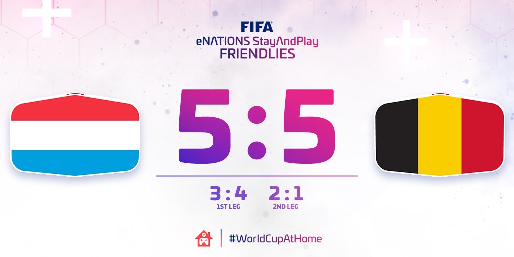 I FIFA eNations StayAndPlay Friendlies I

🎮 🇱🇺 <a href="/flf_lu/">Fédération Luxembourgeoise de Football</a> 5-5 <a href="/RoyalBelgianFA/">Royal Belgian FA</a> 🇧🇪

1️⃣ 🇱🇺 <a href="/xfabinhoo_/">Fabio</a> (<a href="/Outplay_Esports/">Outplay Esports</a>) 3-4 @RSCL_ShadooW 🇧🇪
2️⃣ 🇱🇺 <a href="/LifeAsChris_/">Chris Philipps</a> 2-1 <a href="/thibautcourtois/">Thibaut Courtois</a> 🇧🇪

📺 youtube.com/channel/UCJOCj…

#FIFAeNationsStayAndPlayFriendlies #StayAndPlay #eFriendly