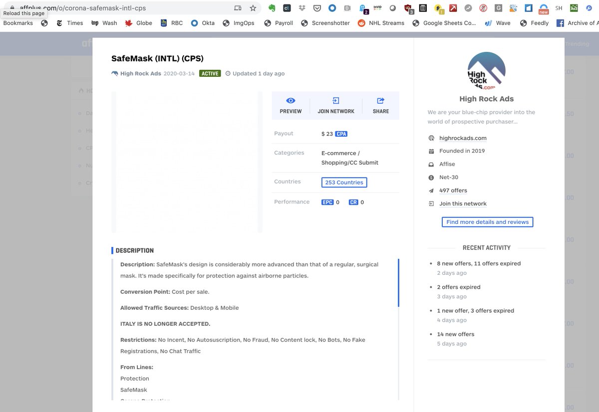 How did SafeMask end up in so many emails? De Sousa offered a commission of +$20 per mask purchase to anyone who sent a customer to his payment sites. This attracted gun-for-hire affiliate marketers who use email blasts & other scuzzy tactics to get sales. The gold rush was on.