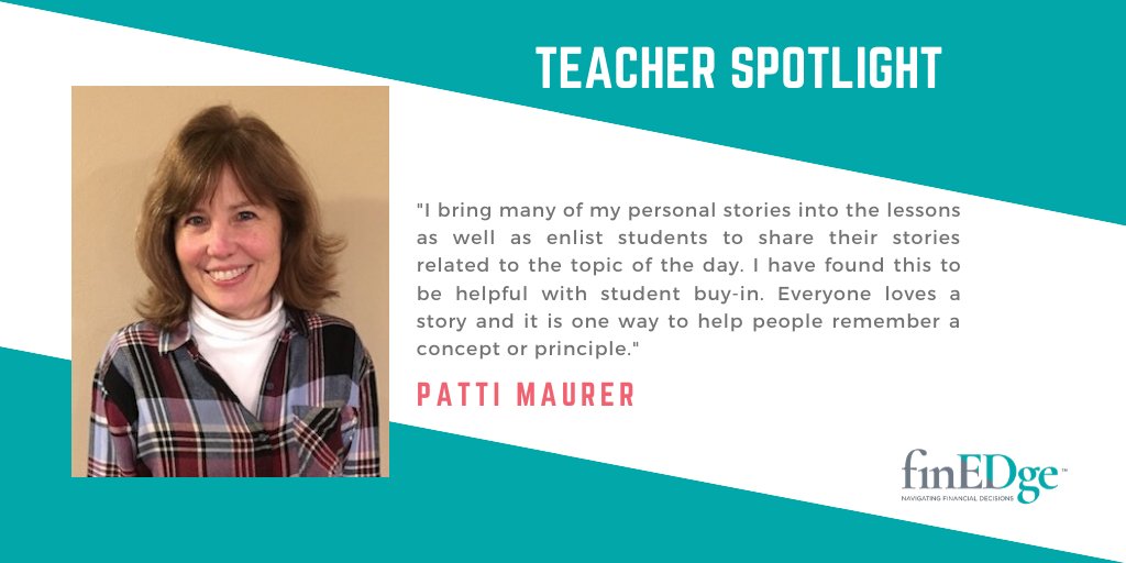 UChicago Financial Education Initiative (@finedinitiative) on Twitter photo Teachers help students connect learning to their everyday lives. In our latest teacher spotlight, Patti Maurer <a href="/BondCUSD2/">Bond County CUSD #2</a> shares how incorporating stories into her #financialeducation lessons helps increase student buy-in. Thank you, Patti!
bit.ly/34RwXpw Teachers help students connect learning to their everyday lives. In our latest teacher spotlight, Patti Maurer <a href="/BondCUSD2/">Bond County CUSD #2</a> shares how incorporating stories into her #financialeducation lessons helps increase student buy-in. Thank you, Patti!
bit.ly/34RwXpw