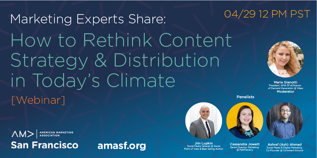 AMASanFrancisco's tweet photo. As marketers, we must adjust our #content and #socialmedia strategy to ensure we’re effectively engaging and building the right relationships with our audience. Don't miss our webinar on 4/29 at 12pm PT. Save your seat now! 👉 https://t.co/oLKlFmXqbt

#AMASF #AMA #marketing https://t.co/5qxn4FCNYB