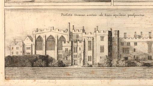 What survives of the Priory of St John of Jerusalem is principally the great gate and the crypt of the chancel, which is early Gothic. Round nave was rebuilt quite early on. View from Hollar shows the E front with 3 aisles. Subsequently much reduced and suffered in the war too.