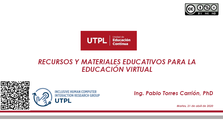 pavlvstc's tweet photo. Comparto la presentación "Recursos y Materiales Educativos para la Educación Virtual" del EduWebinar. Gracias @educontinuaUTPL por la confianza. https://t.co/r3QgObIjeH https://t.co/9kGQcqXt4T