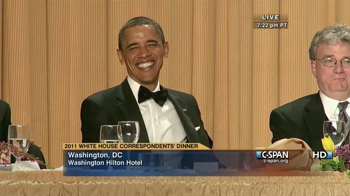 In the first few minutes of his speech Seth makes a joke that Bin Laden is not in hiding and has a show on CSPAN. THIS was Obama's reaction FULLY KNOWING he was going to kill Bin Laden in the next 24 hours.