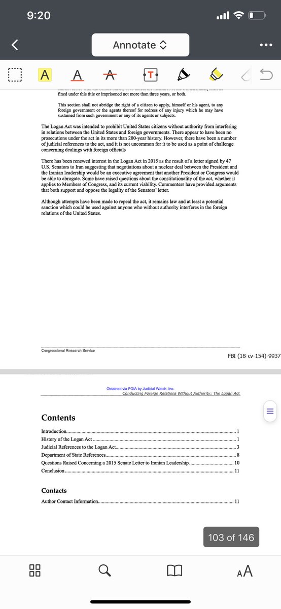 In it, Strzok sends an entire legal paper on the Logan Act - January 4, 2017 - to Lisa Page. Starts on page 101. Email is completely redacted but may be of interest in the  @GenFlynn case. Cc:  @SidneyPowell1  @GoJackFlynn  @BarbaraRedgate  @JosephJFlynn1  @Techno_Fog  @molmccann