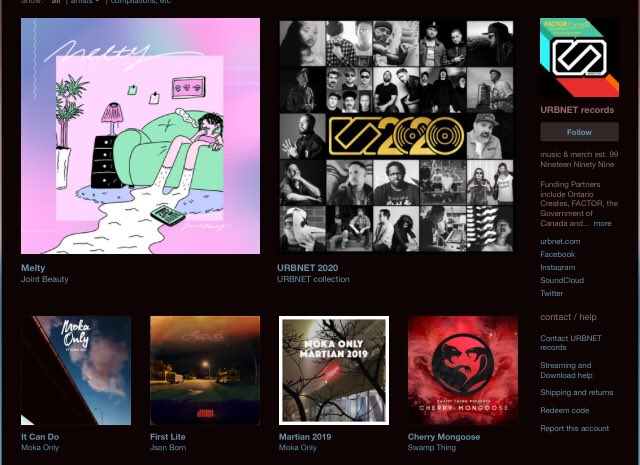 On May 1st we will be joining <a href="/bandcamp/">bandcamp</a> in forwarding 100% of our sales proceeds directly to our artists. 

urbnet.bandcamp.com/music