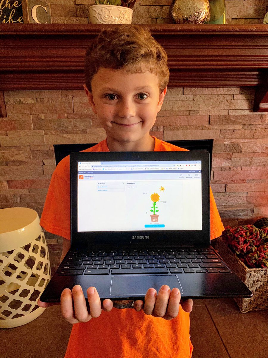 He can’t wait to celebrate with all of his friends at @OliphantES. Ethan crushed his @AccReader goal. #DistanceLearning￼
